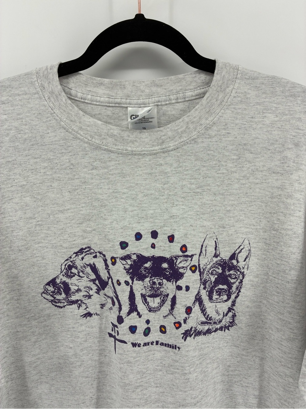 Gray Graphic Dog T-Shirt Gildan We Are Family